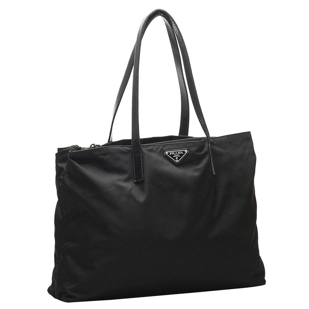 

Prada Black Cotton Nylon Tote Bag