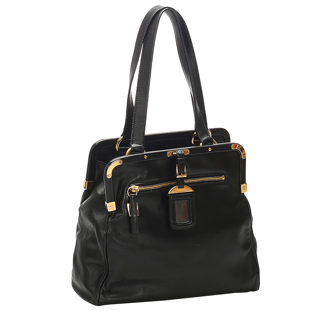 

Prada Black Leather Frame Shoulder Bag