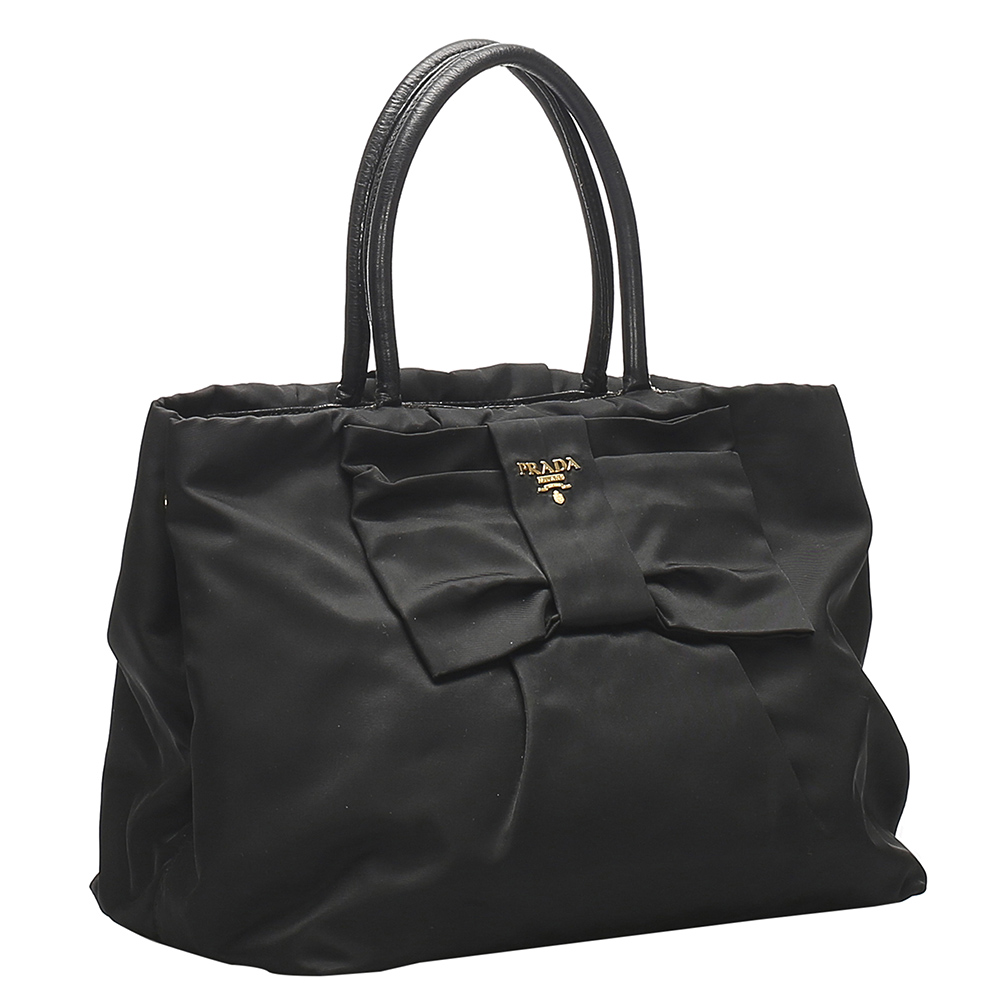 

Prada Black Nylon Fiocco Bow Tessuto Bag