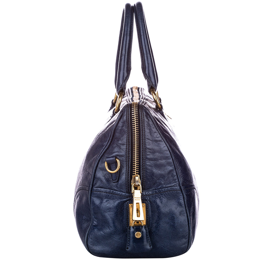 

Prada Blue Leather Vitello Shine Bag