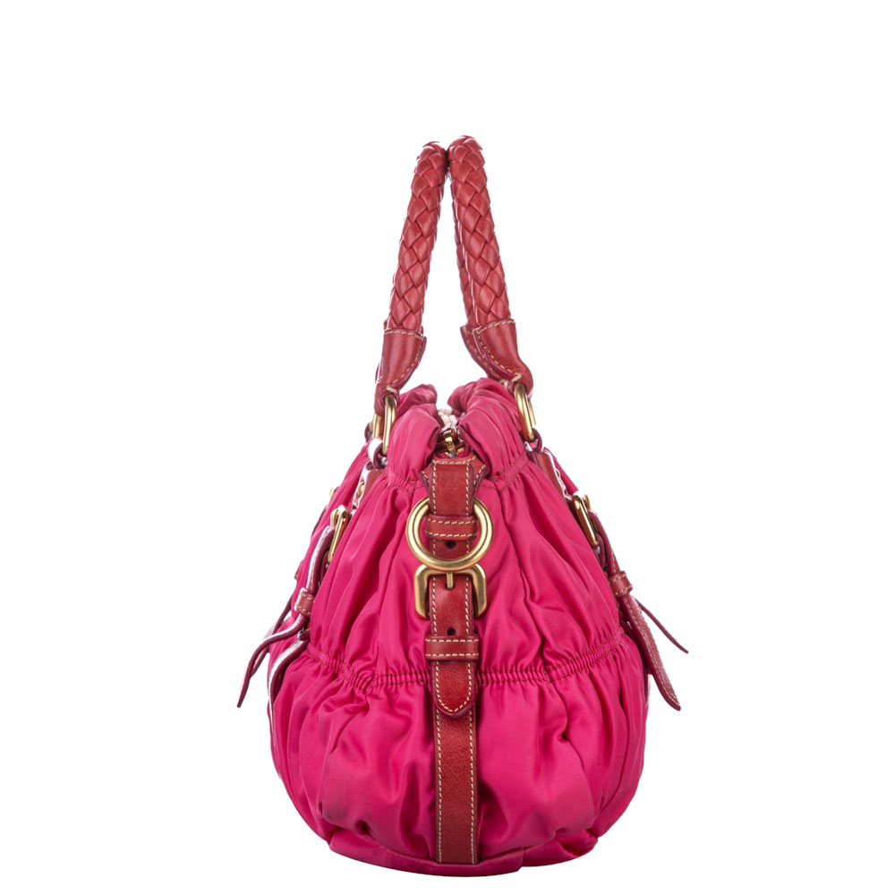 

Prada Pink Leather and Nylon Tessuto Gaufre Bag