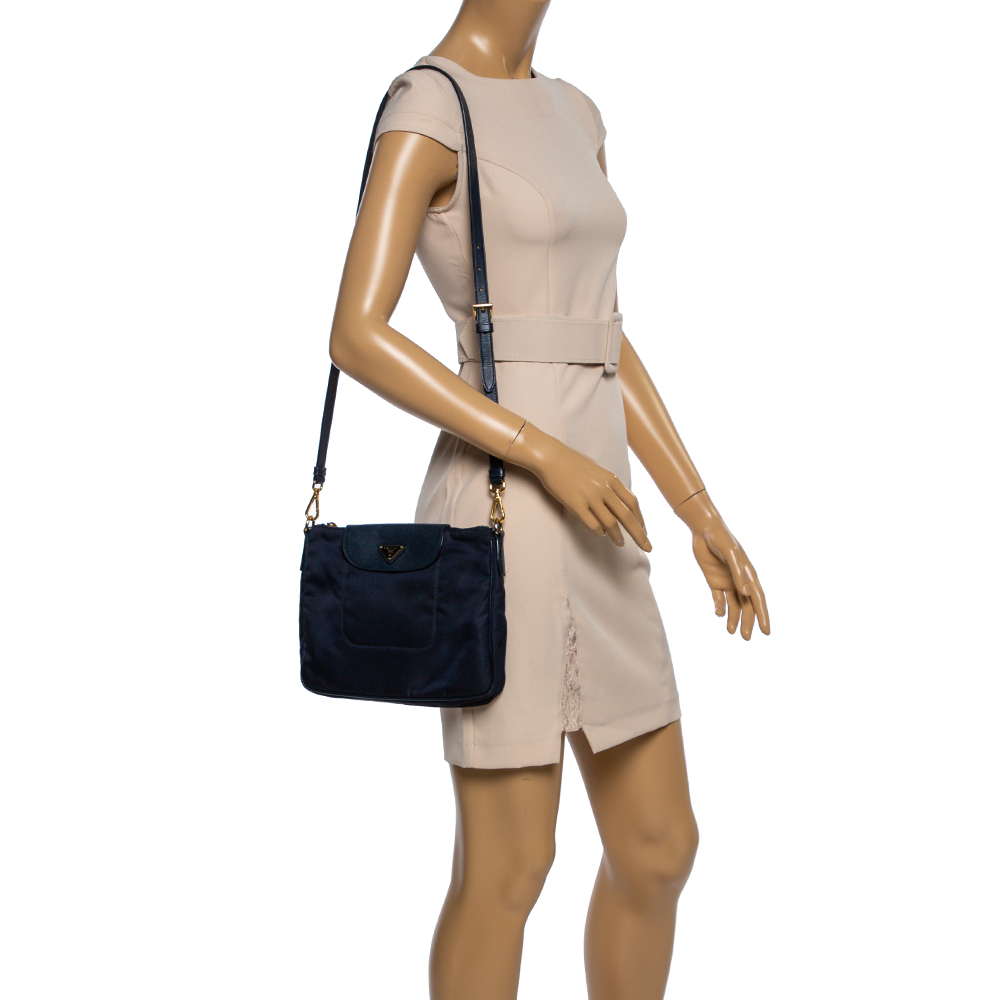 

Prada Navy Blue Tessuto Nylon and Leather Crossbody Bag