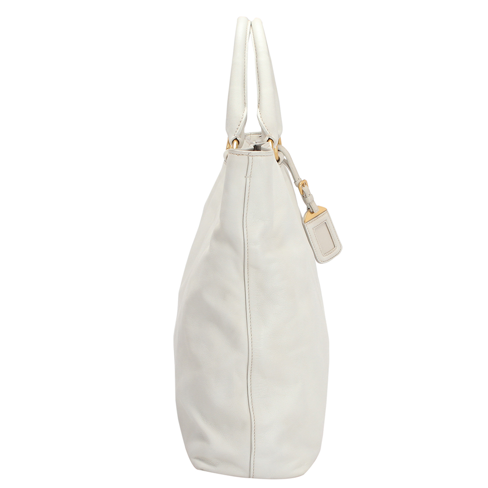 

Prada White Calf Leather Vitello Daino Bag