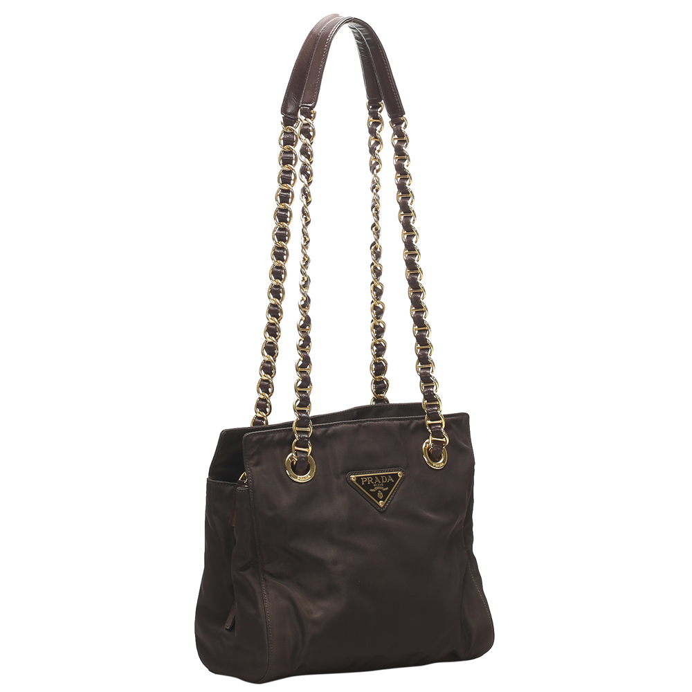 

Prada Brown Tessuto Chain Shoulder Bag