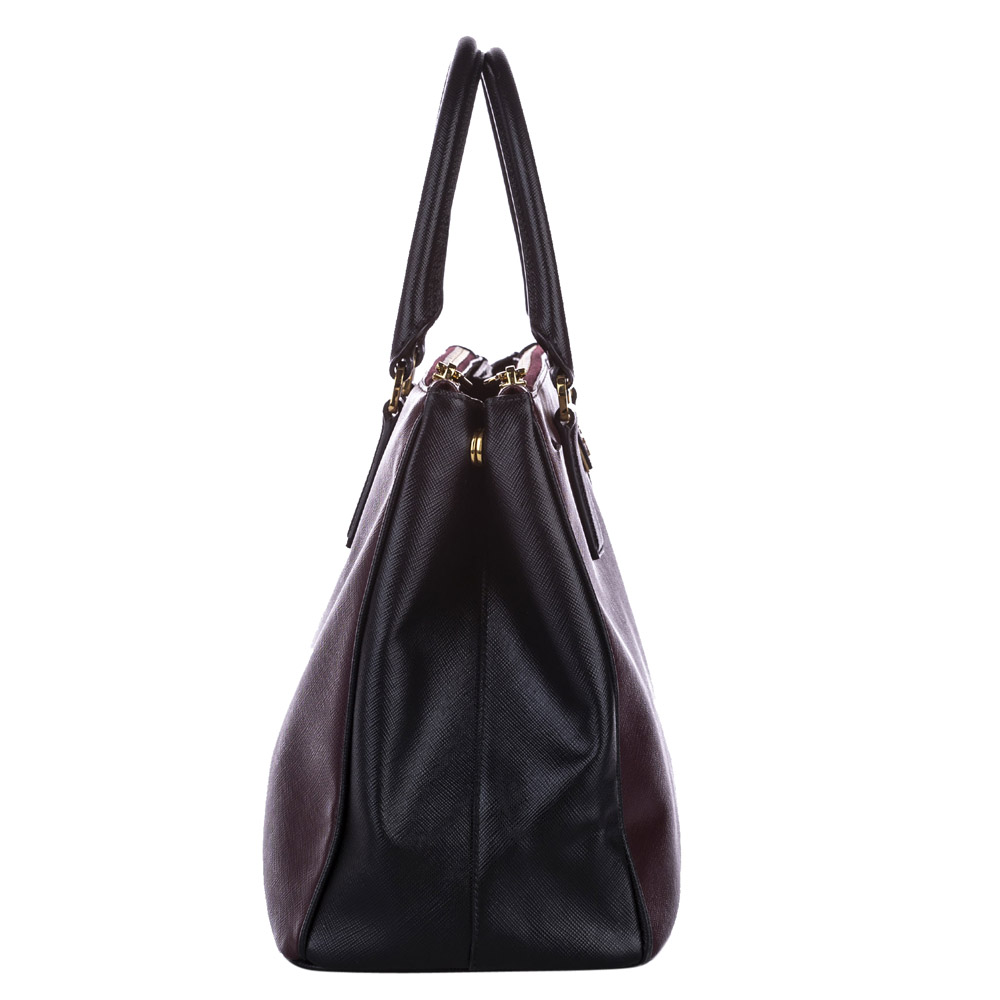 

Prada Burgundy/Black Saffiano Leather Galleria Double Zip Bag