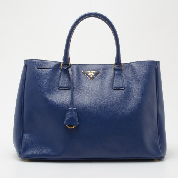 Prada Bluette Saffiano Lux Leather Tote Bag 