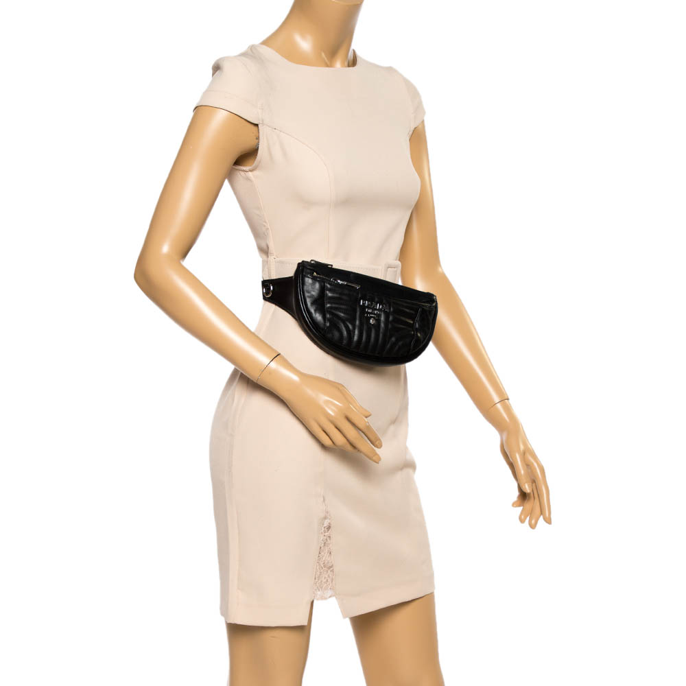

Prada Black Quilted Leather Belt Bag