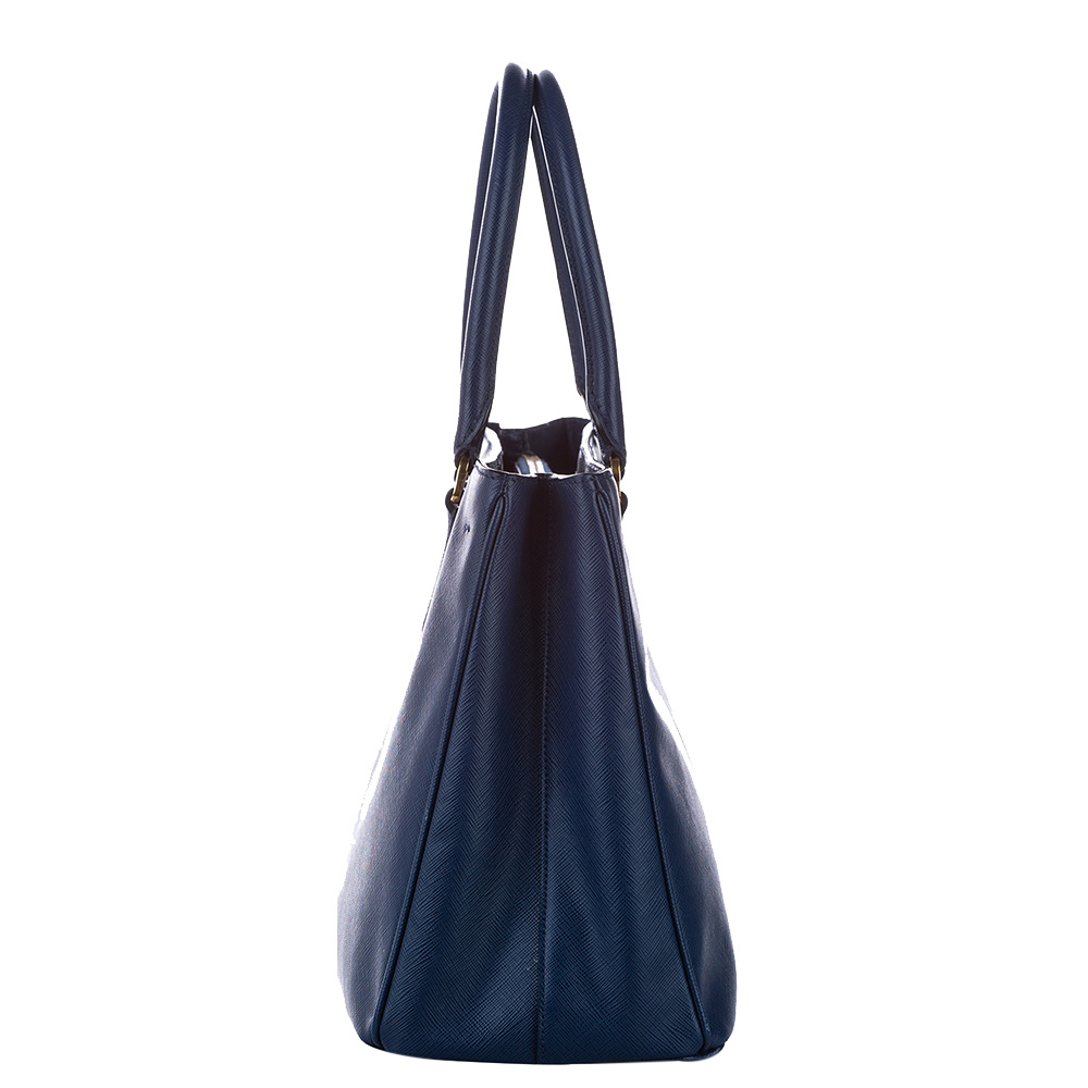 

Prada Blue Saffiano Lux Leather Galleria Double Zip Tote Bag