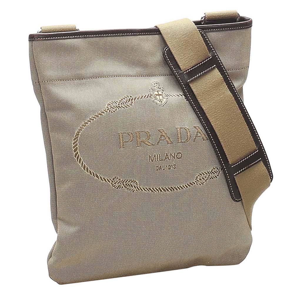 

Prada Beige/Brown Canapa Jacquard Crossbody Bag
