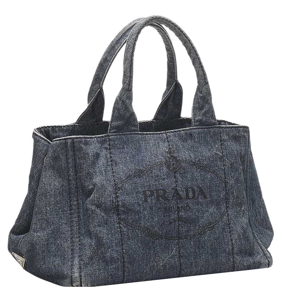 

Prada Blue Denim Canapa Tote bag
