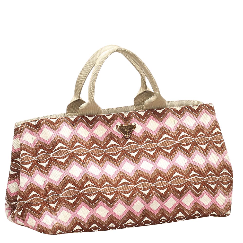 

Prada Brown Printed Canvas Tote