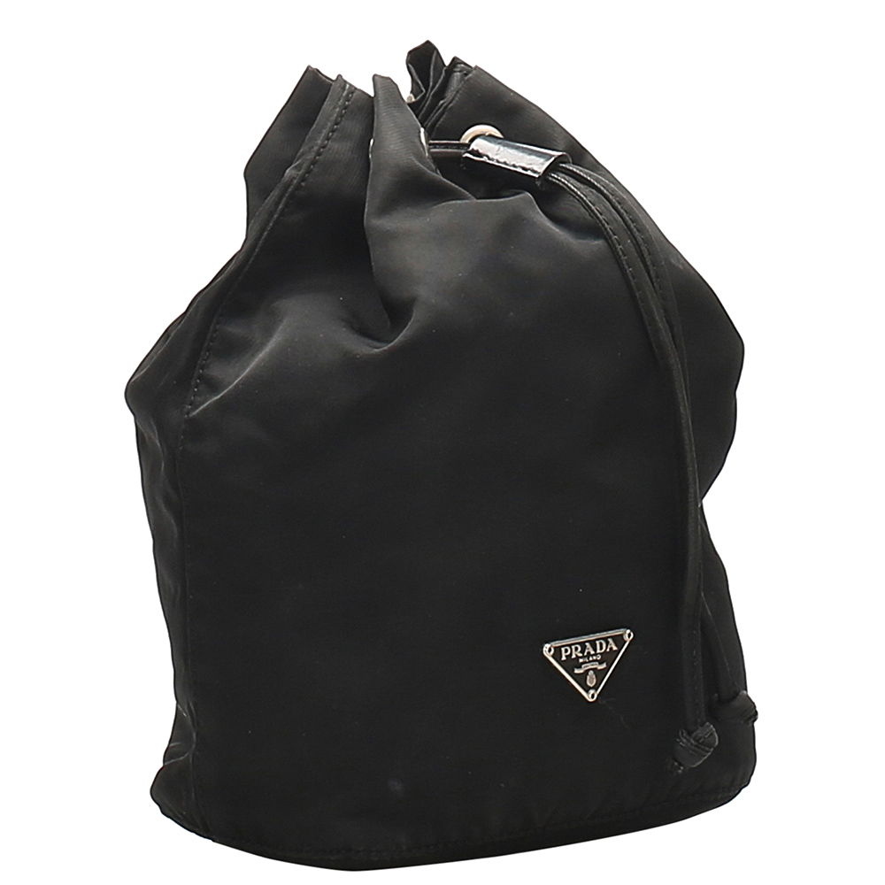 

Prada Black Nylon Vela Drawstring Pouch Bag