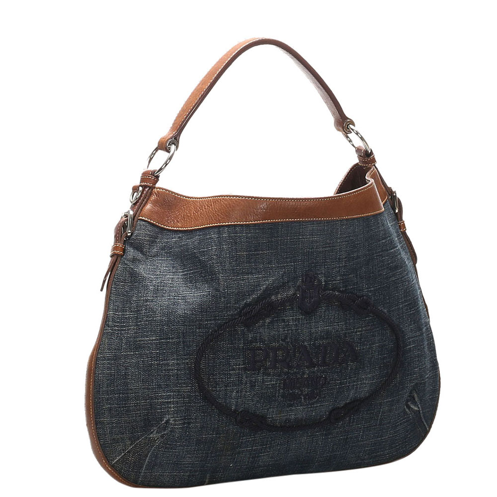 

Prada Blue Denim Canapa Hobo Bag