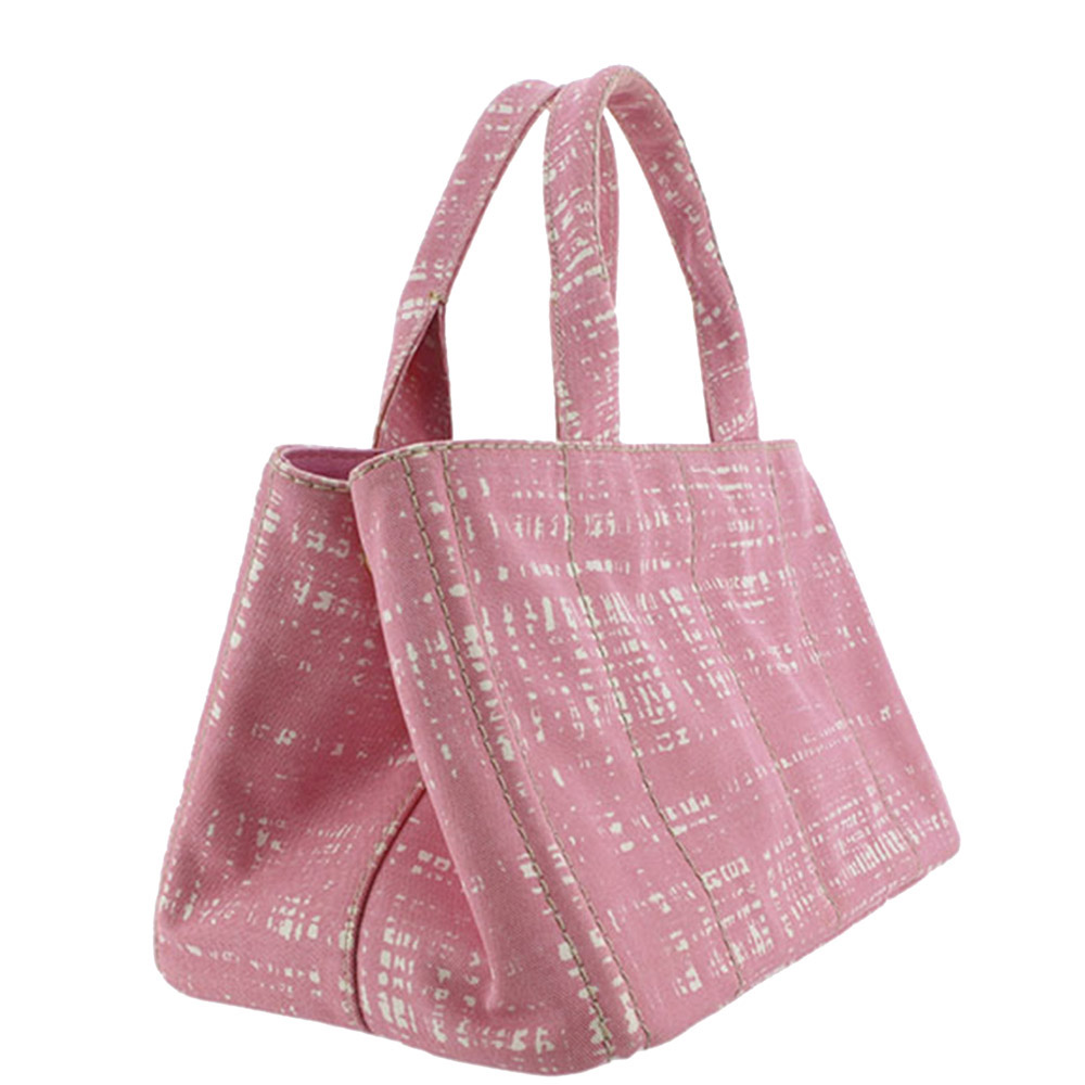 

Prada Pink Printed Canvas Canapa Satchel Bag