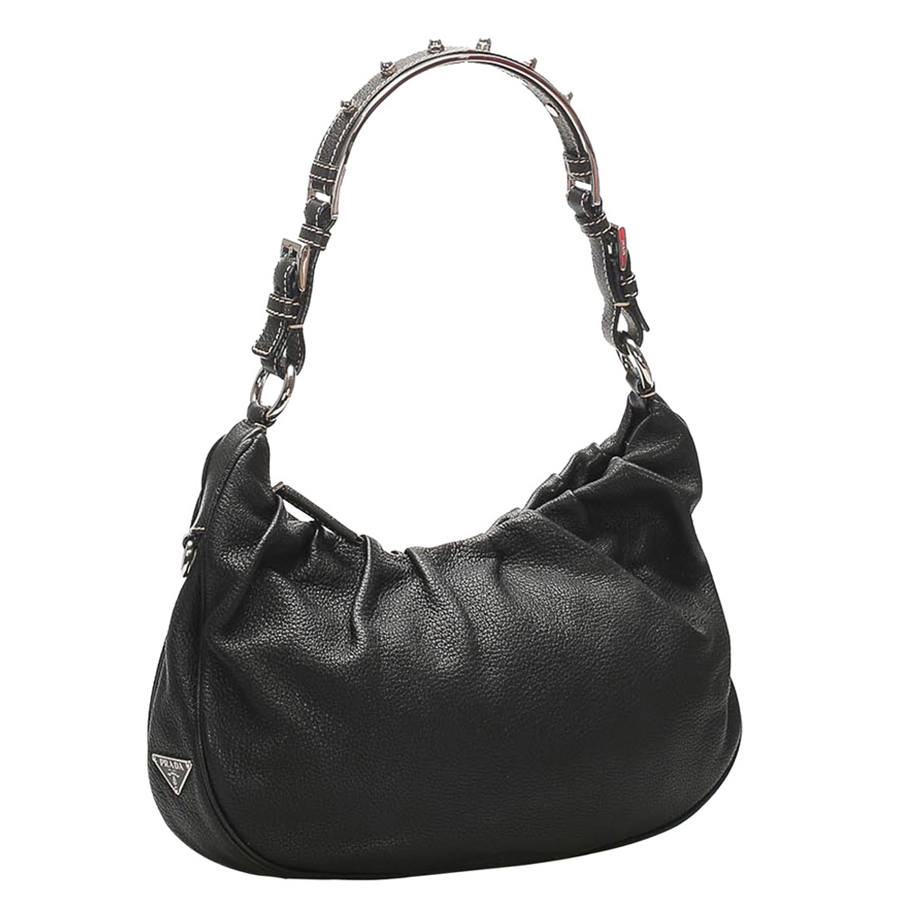 

Prada Black Leather Hobo Bag