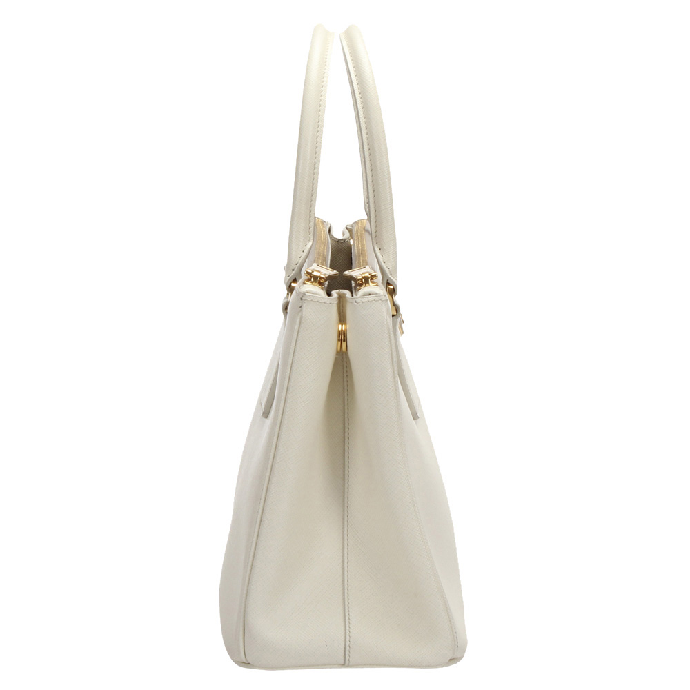 

Prada Cream Saffiano Lux Leather Galleria Double Zip Bag