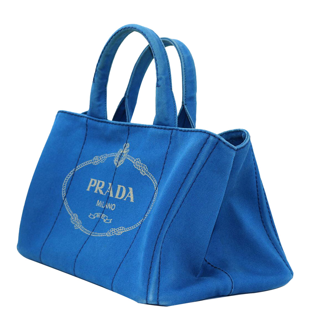 

Prada Blue Canvas Canapa Satchel Bag