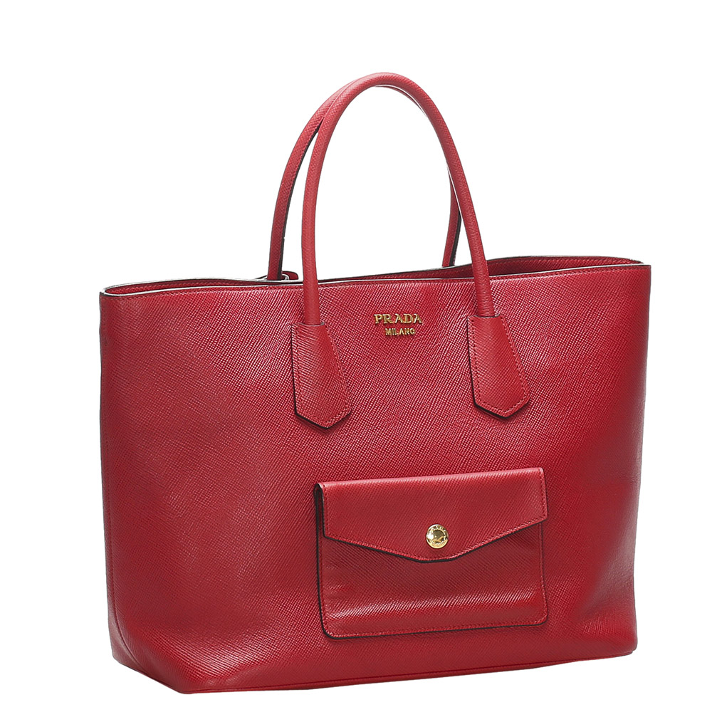 

Prada Red Leather Cuir Twin Satchel