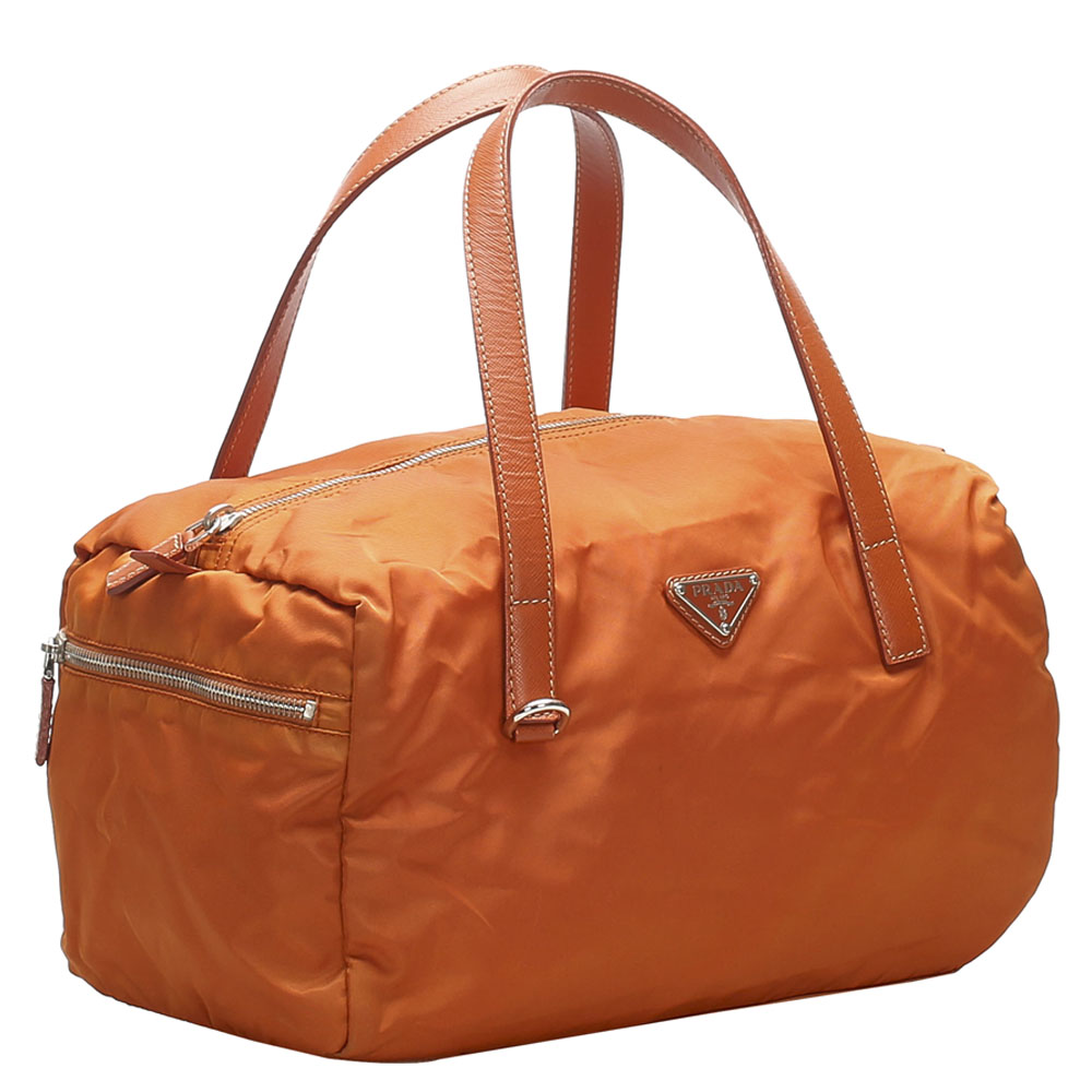 

Prada Orange Nylon Satchel Bag