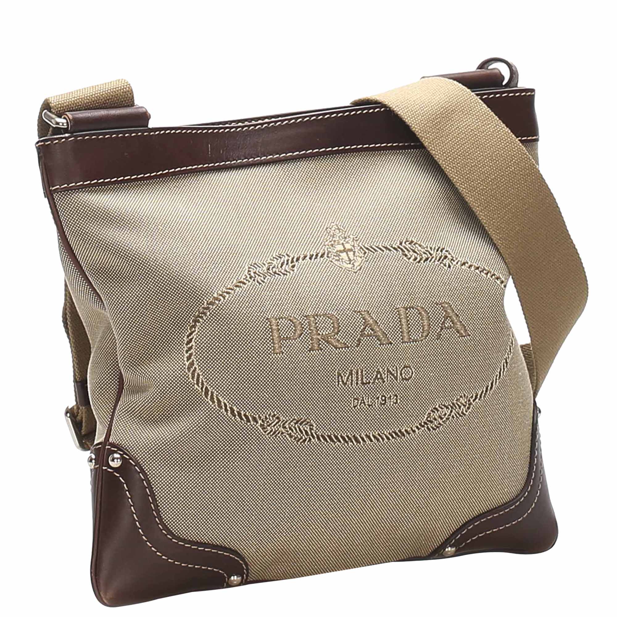 

Prada Beige/Brown Canapa Canvas Crossbody Bag