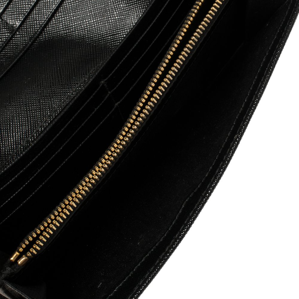 

Prada Black Saffiano Lux Leather Flap Continental Wallet