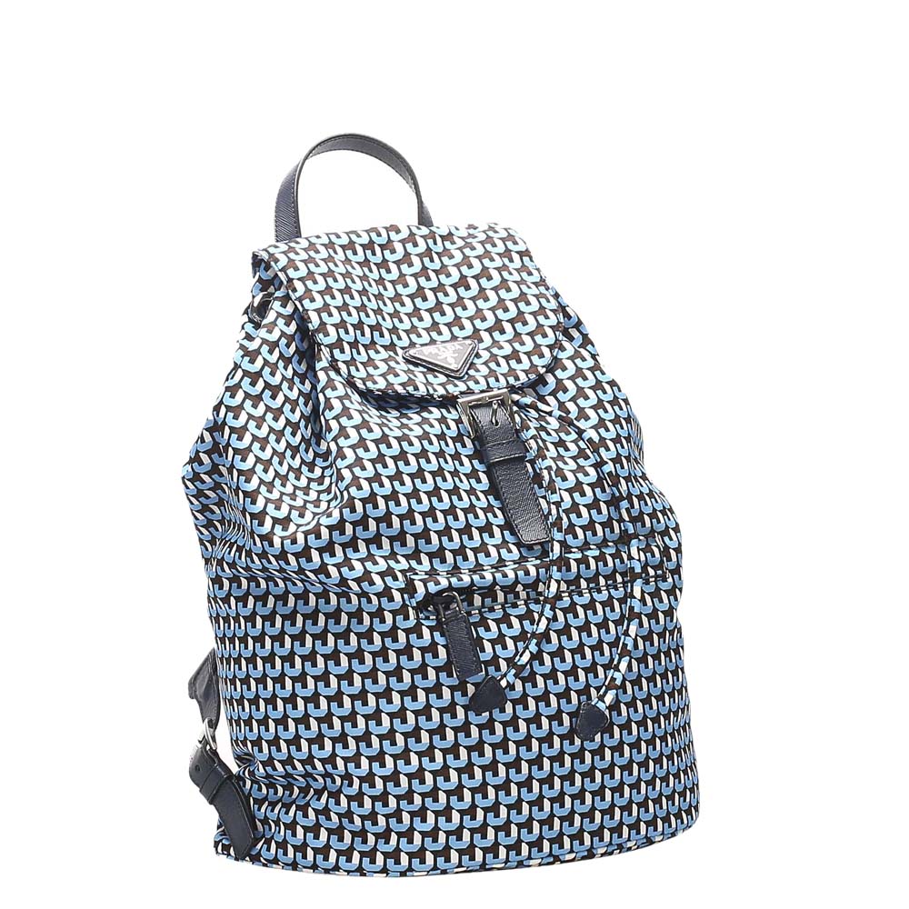 

Prada Blue Nylon Tessuto Stampato Backpack