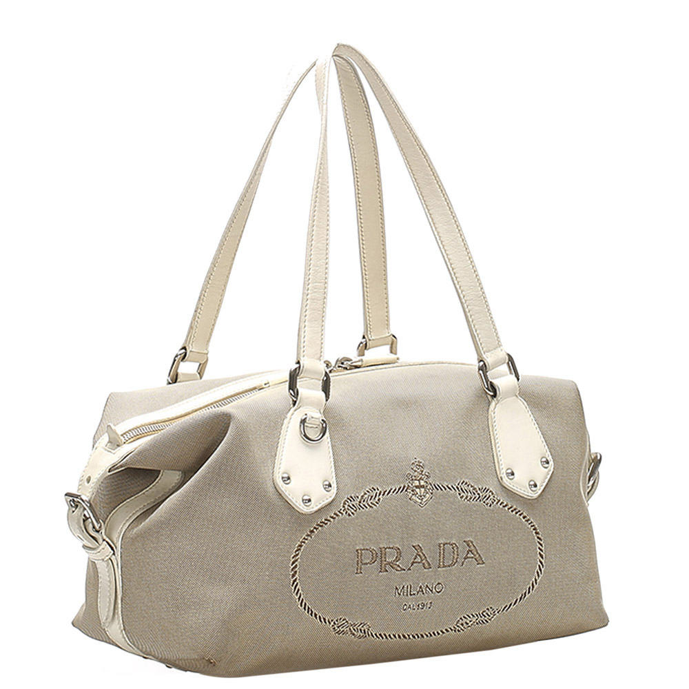 

Prada Brown/Beige Canapa Tote Bag