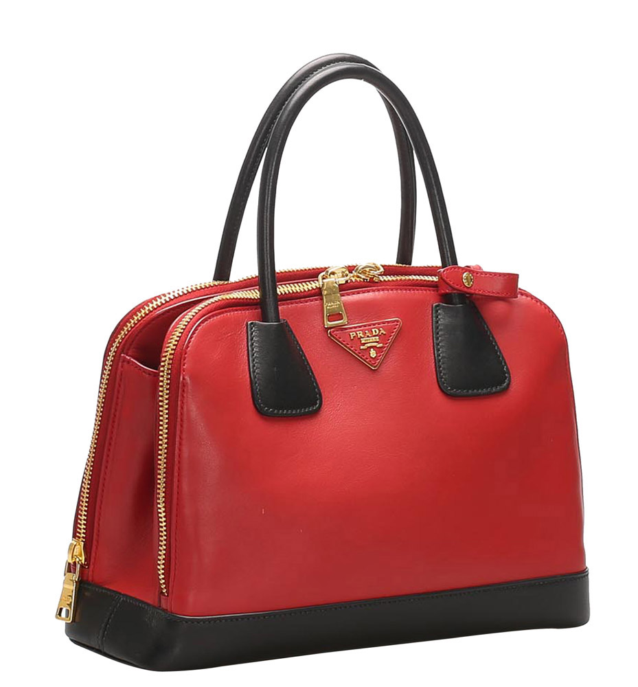 

Prada Red/Black Saffiano Lux Leather Promenade Satchel Bag