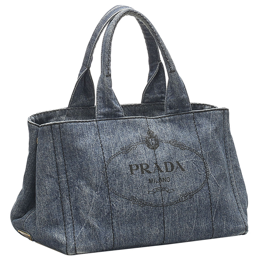 

Prada Blue Denim Canapa Logo Bag