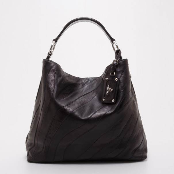 Pre Owned Prada Black Nappa Leather Mordore Hobo