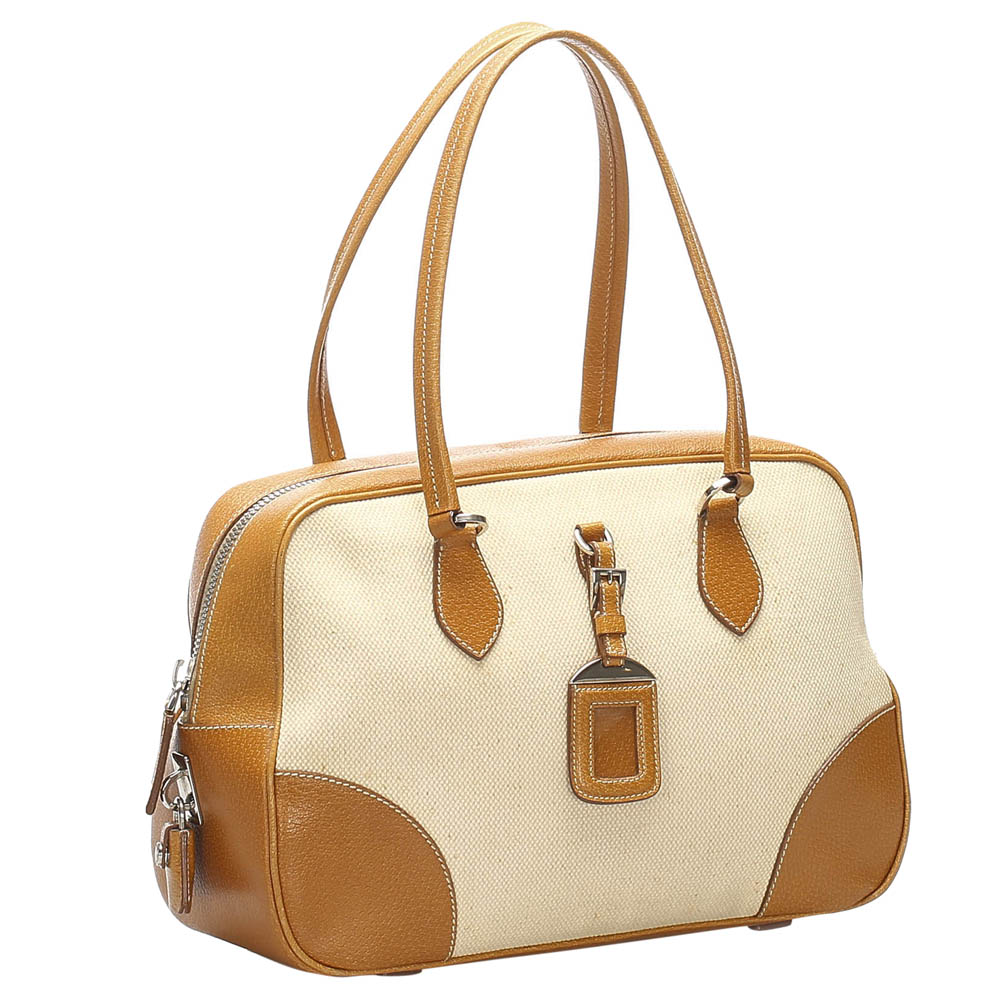 

Prada Beige Canvas And Leather Satchel