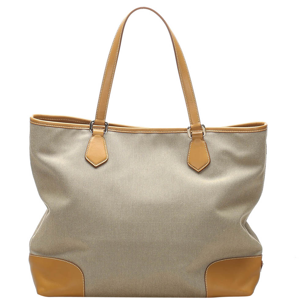 

Prada Brown Canvas Canapa Tote Bag, Beige