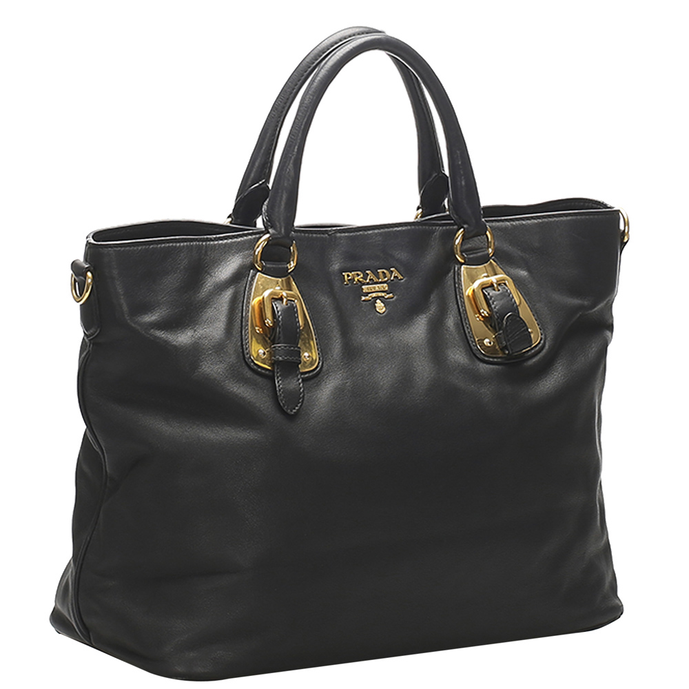 

Prada Black Leather Vitello Tote Bag