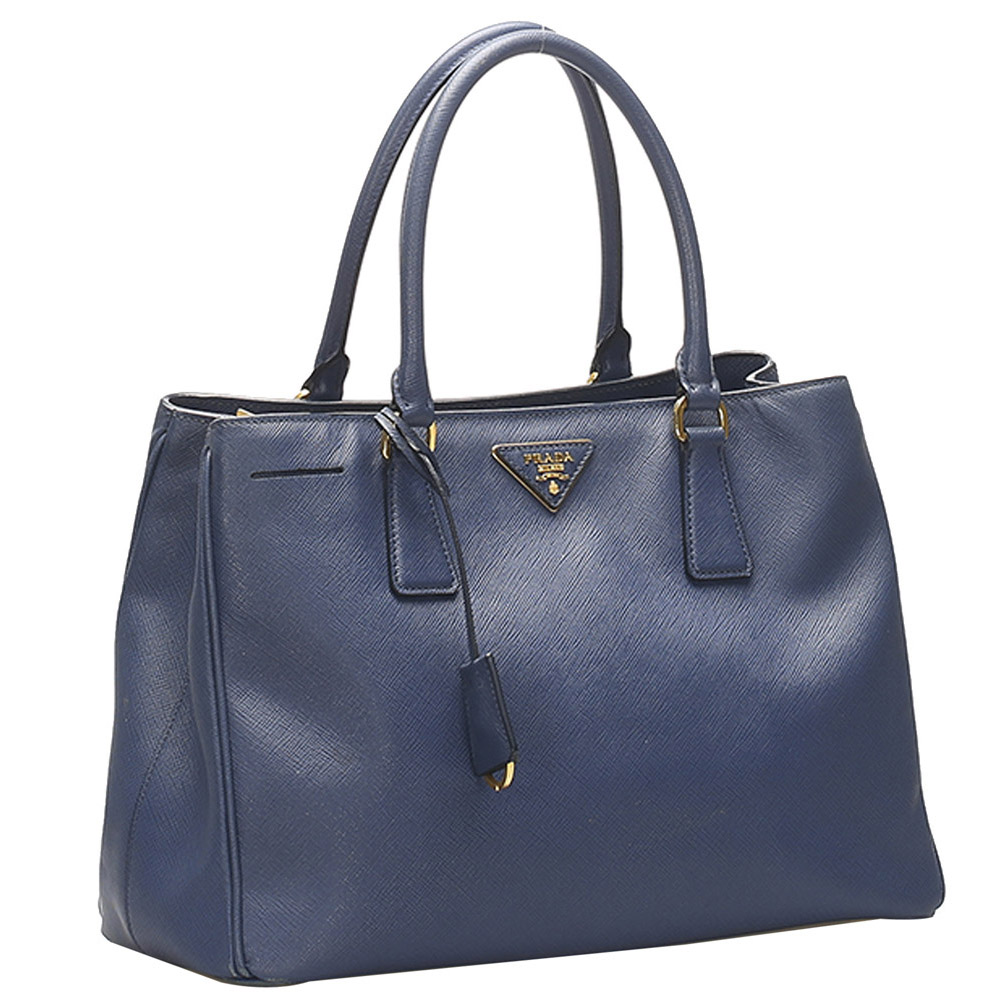 

Prada Blue Saffiano Lux Leather Double Zip Galleria Tote Bag
