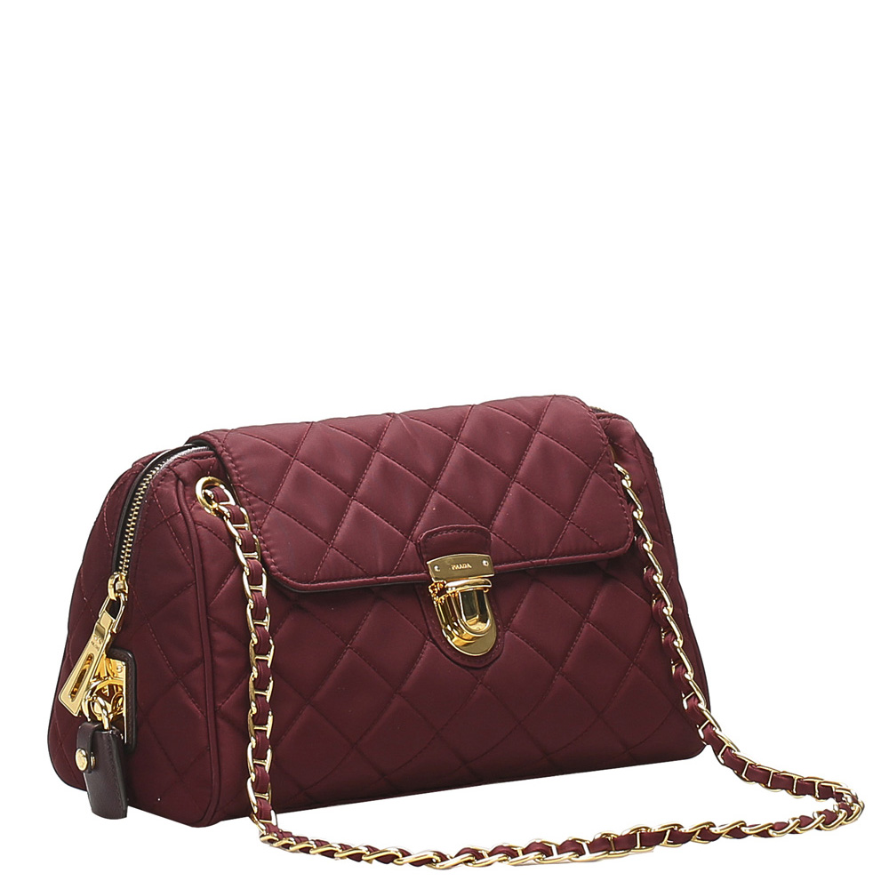 

Prada Purple Impuntu Tessuto Nylon Chain Crossbody Bag