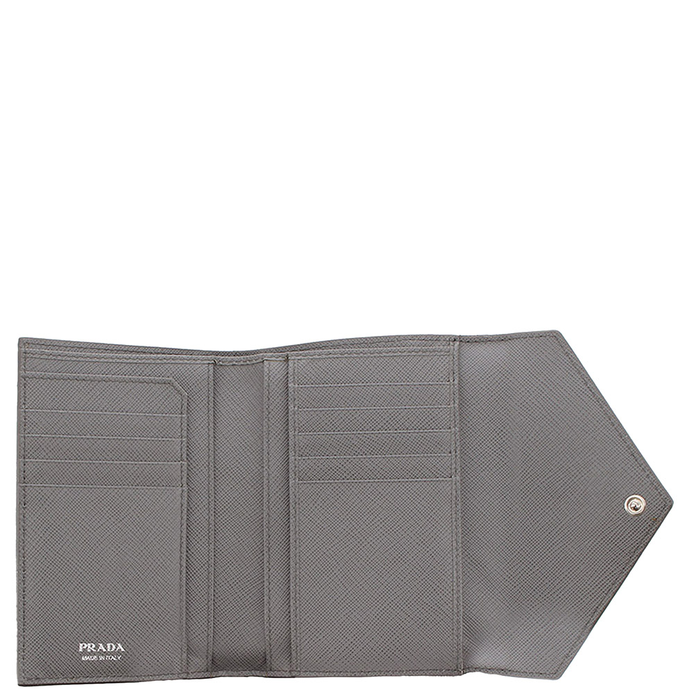 

Prada Grey Saffiano Leather Envelope Small Wallet