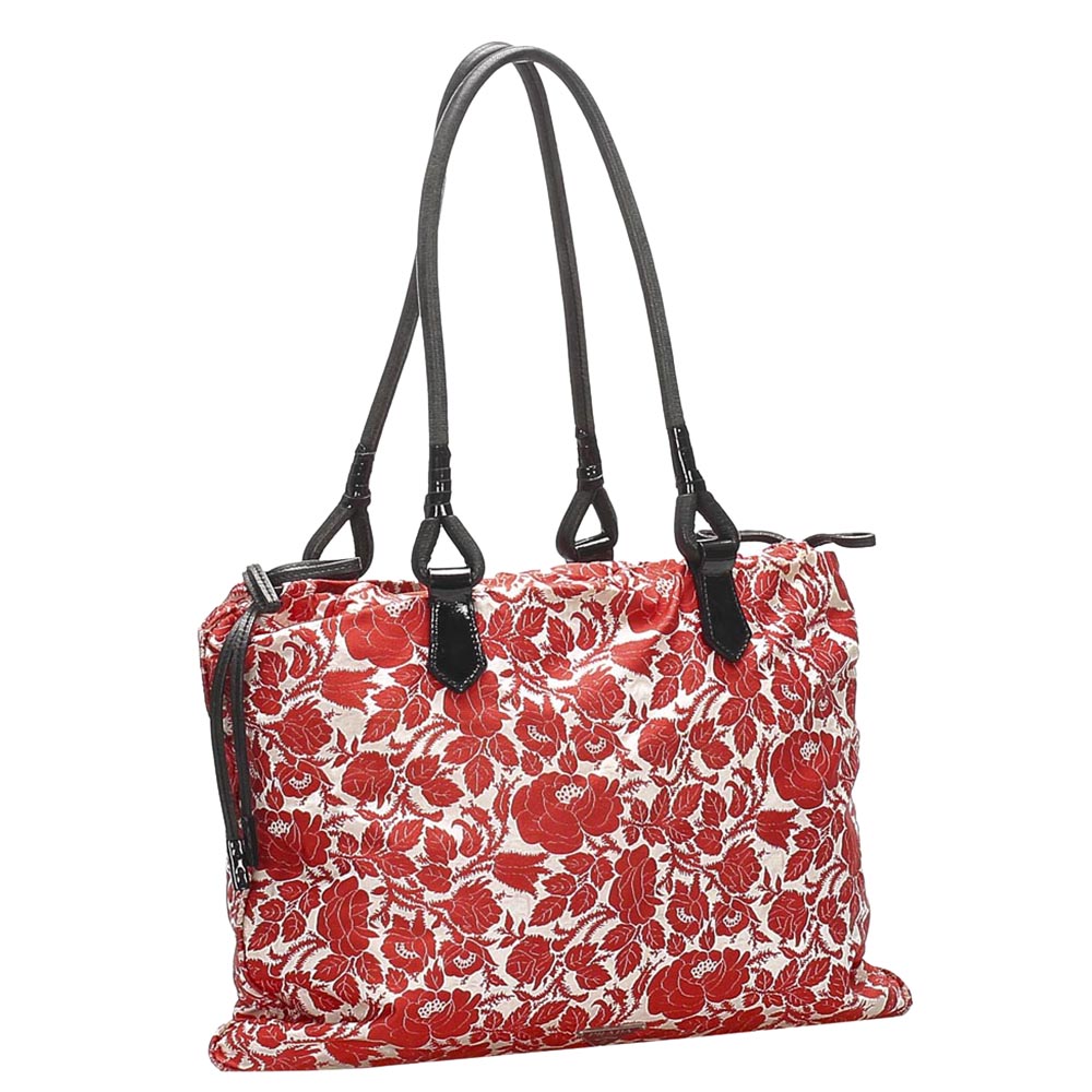 

Prada Red/White Printed Canvas Stampato Tote Bag, Black