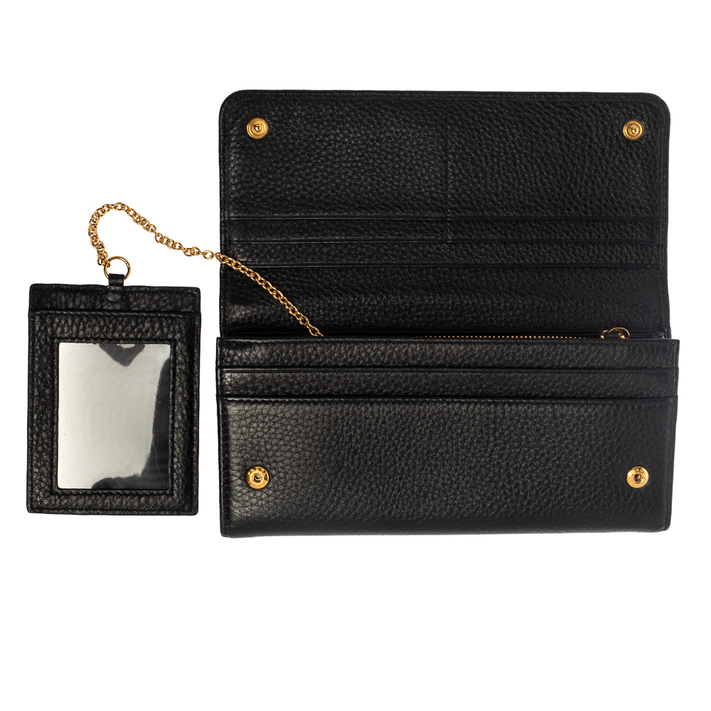 

Prada Black Leather Continental Wallet