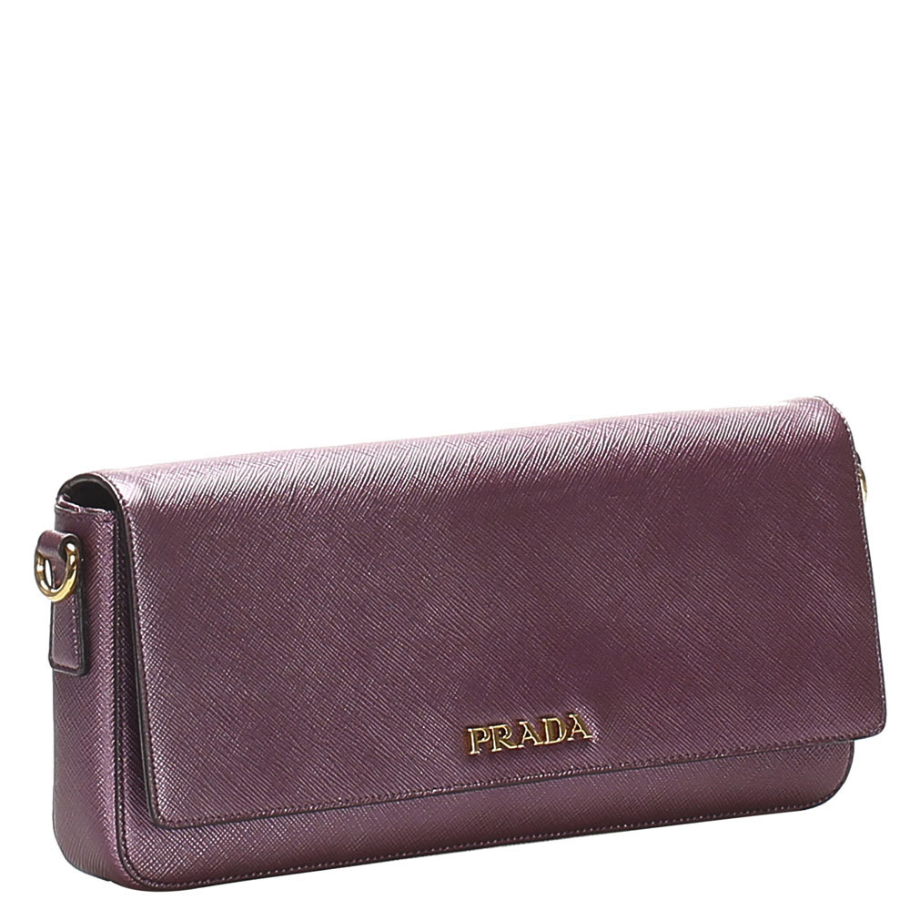 

Prada Purple Leather Saffiano Shoulder Bag