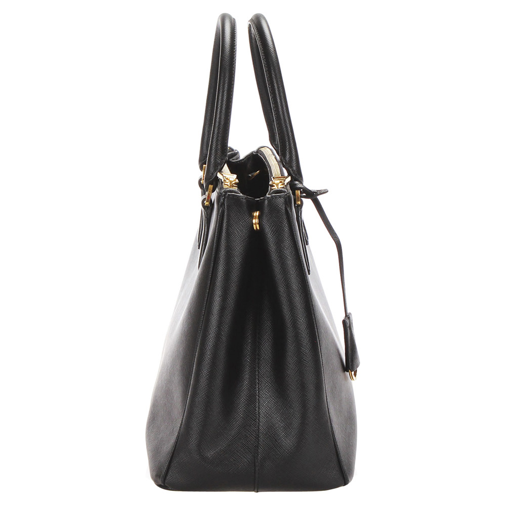 

Prada Black Saffiano Lux Leather Galleria Double Zip Tote Bag