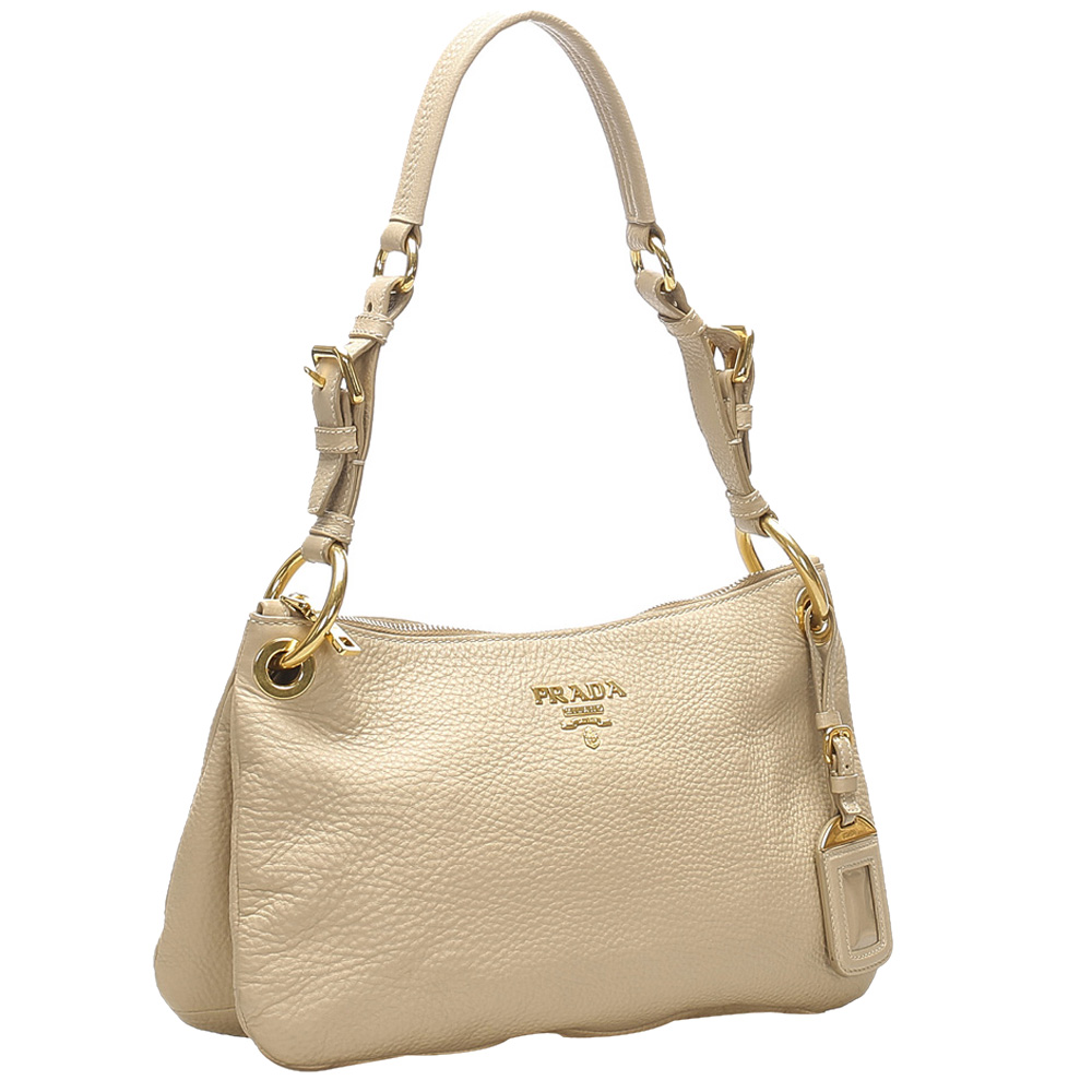 

Prada Grey Leather Shoulder Bag, Beige