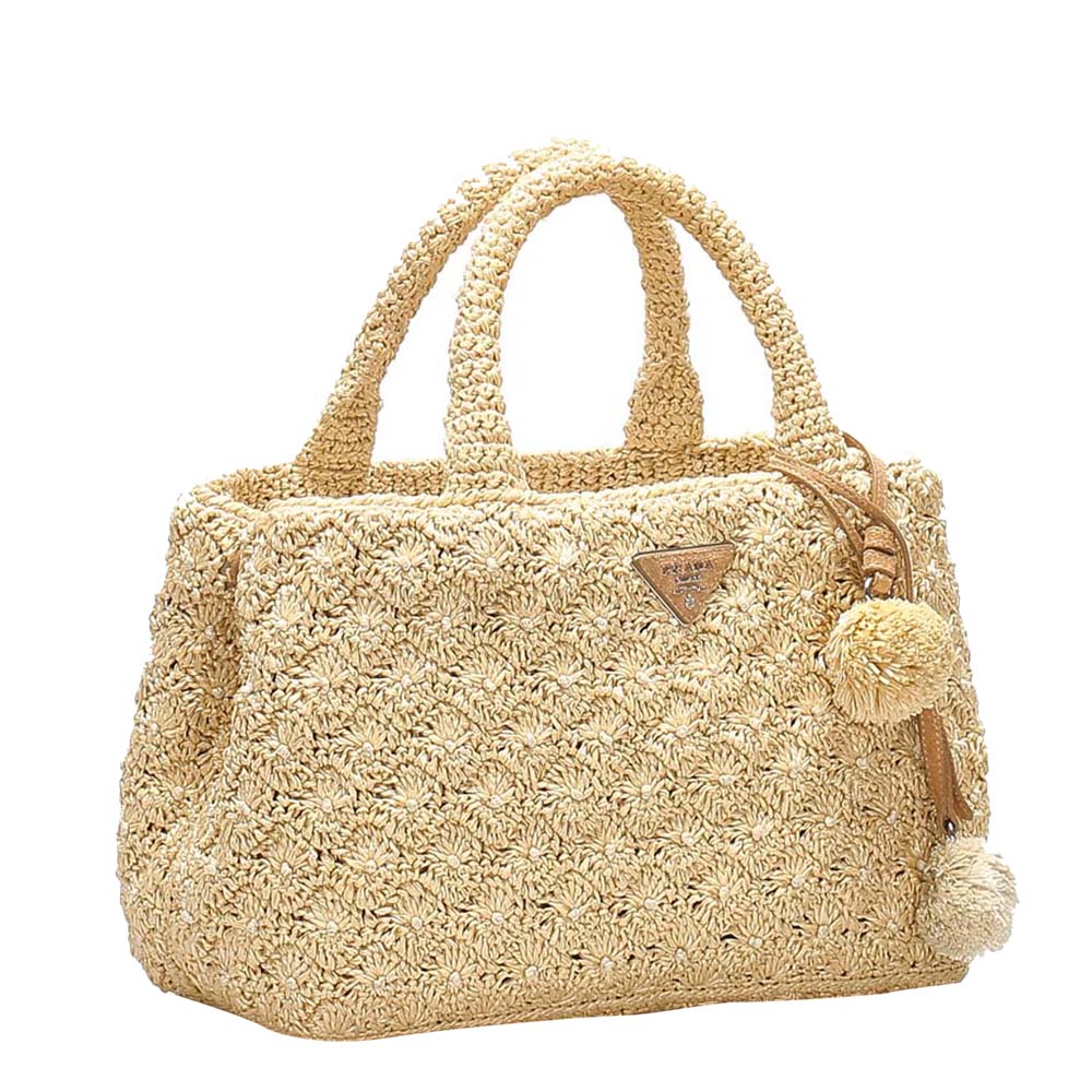 

Prada Brown Raffia Crochet Bag