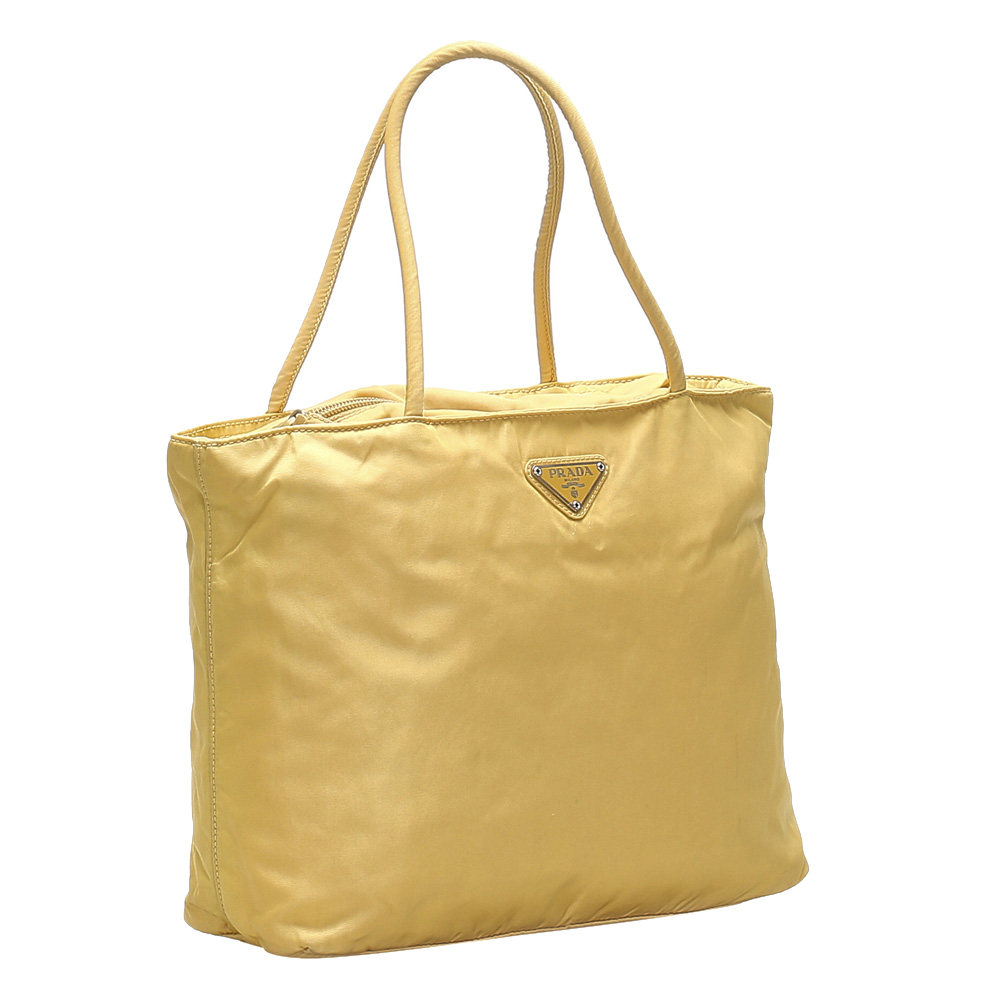 

Prada Yellow Nylon Tessuto Tote Bag