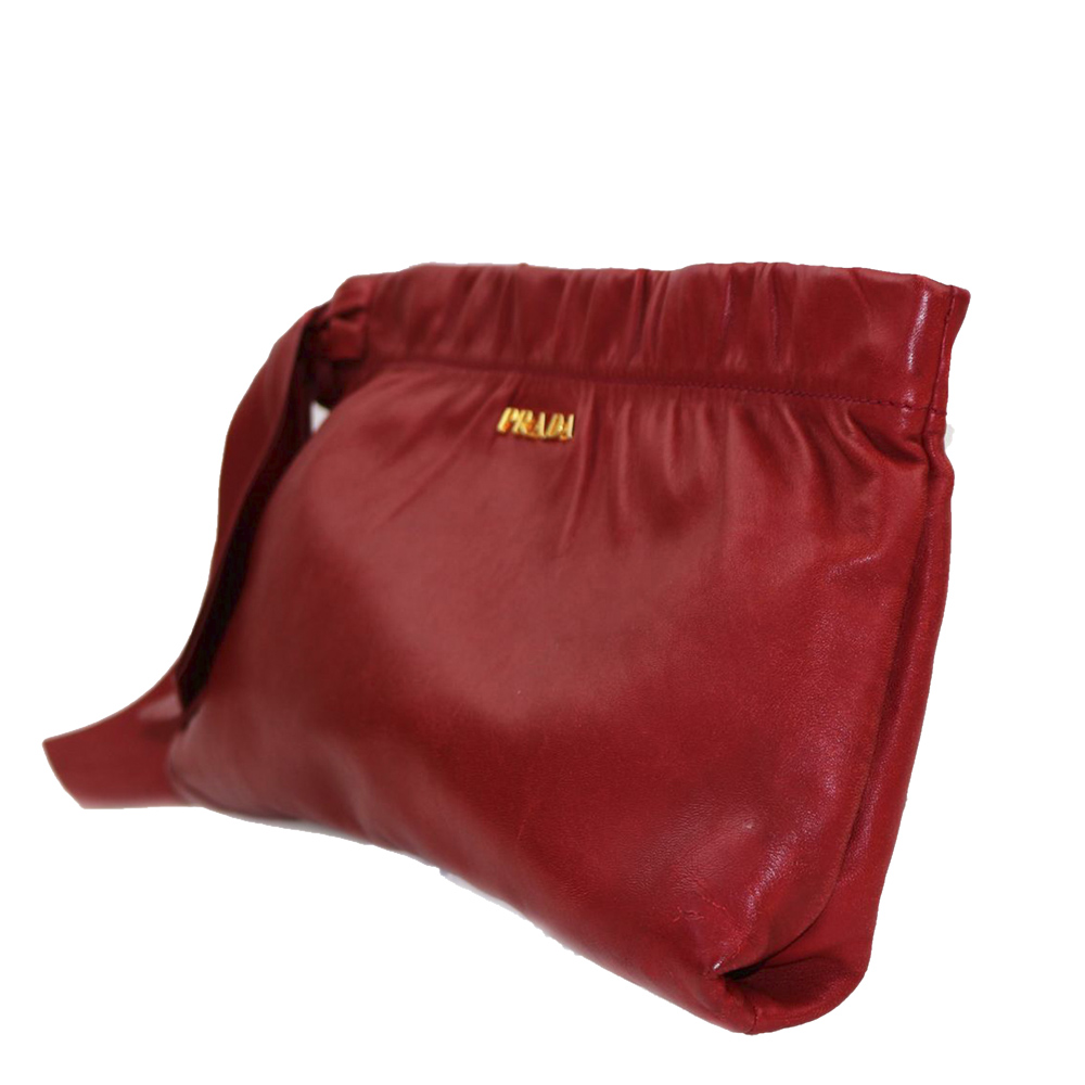 

Prada Red Leather Clutch Bag