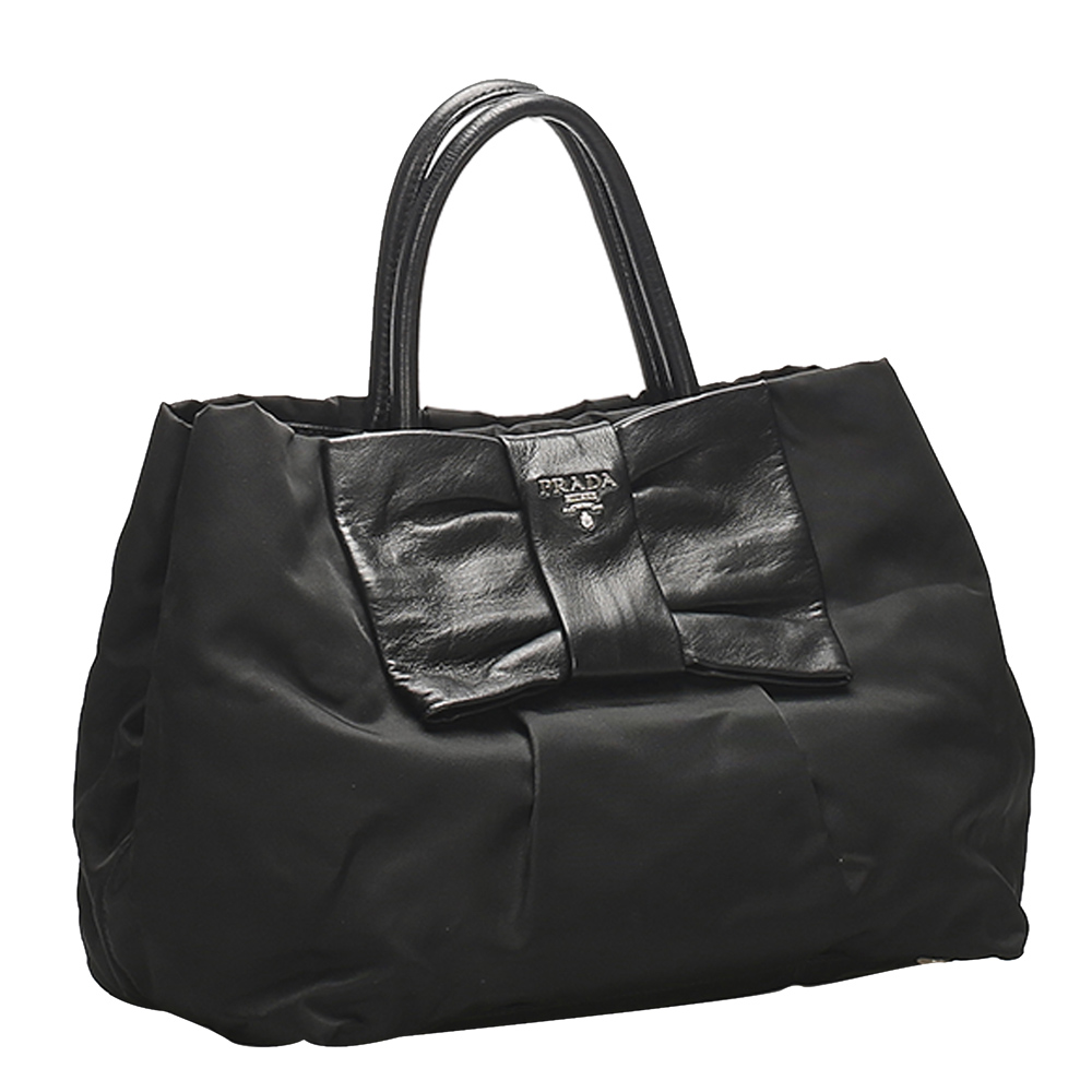 

Prada Black Canvas Bow Tote Bag