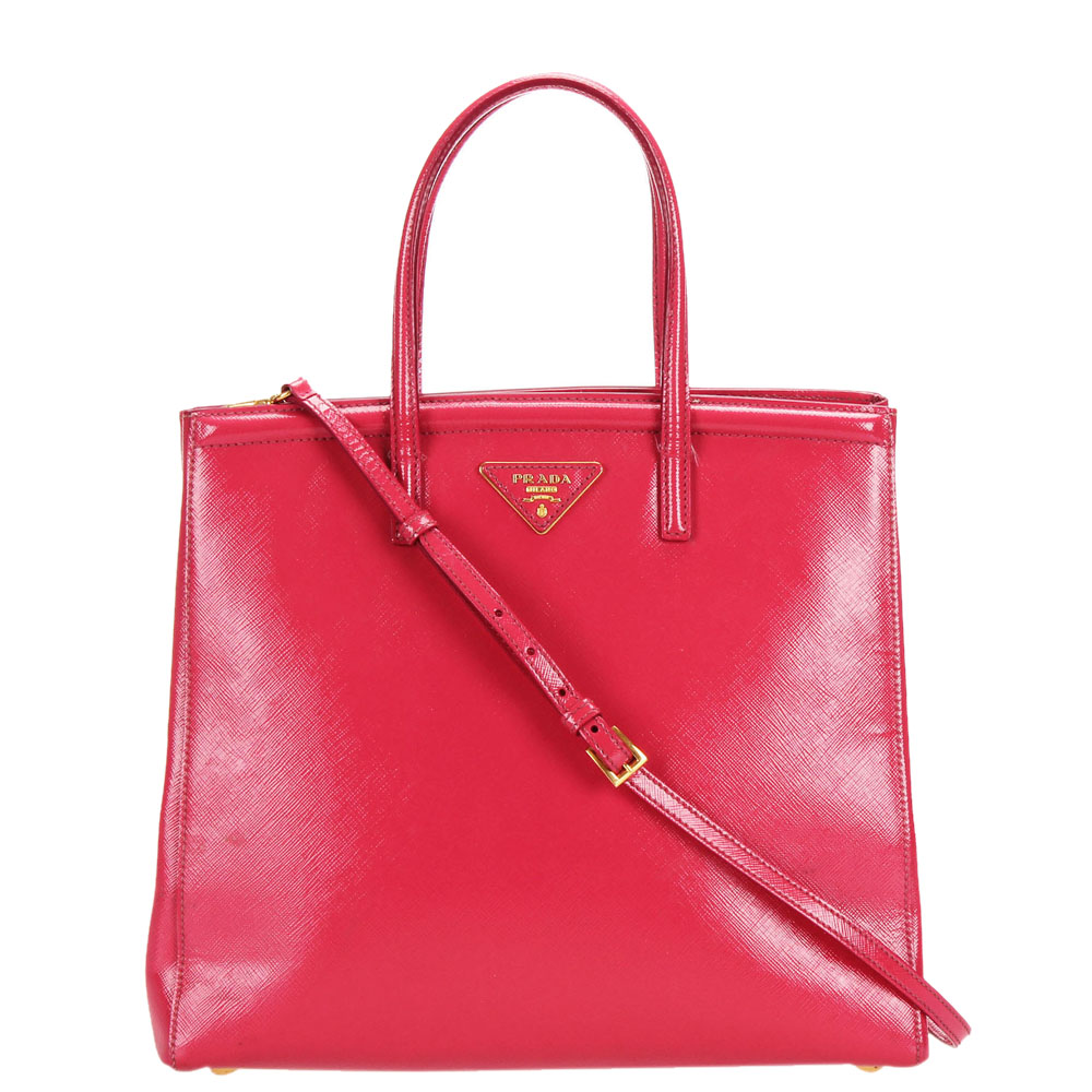 Pre-owned Prada Red Saffiano Lux Leather Satchel Bag