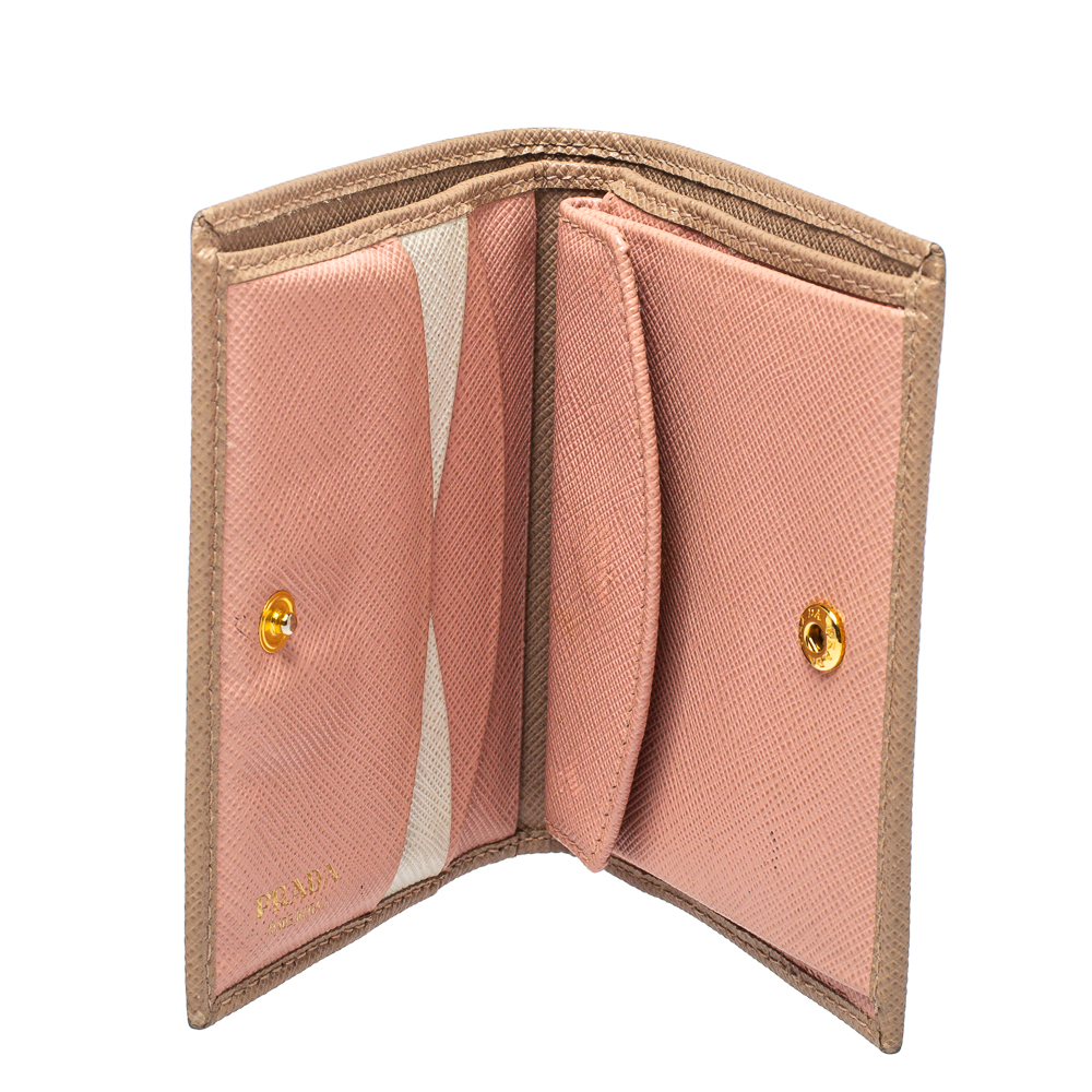 

Prada Beige Saffiano Lux Leather Compact Wallet