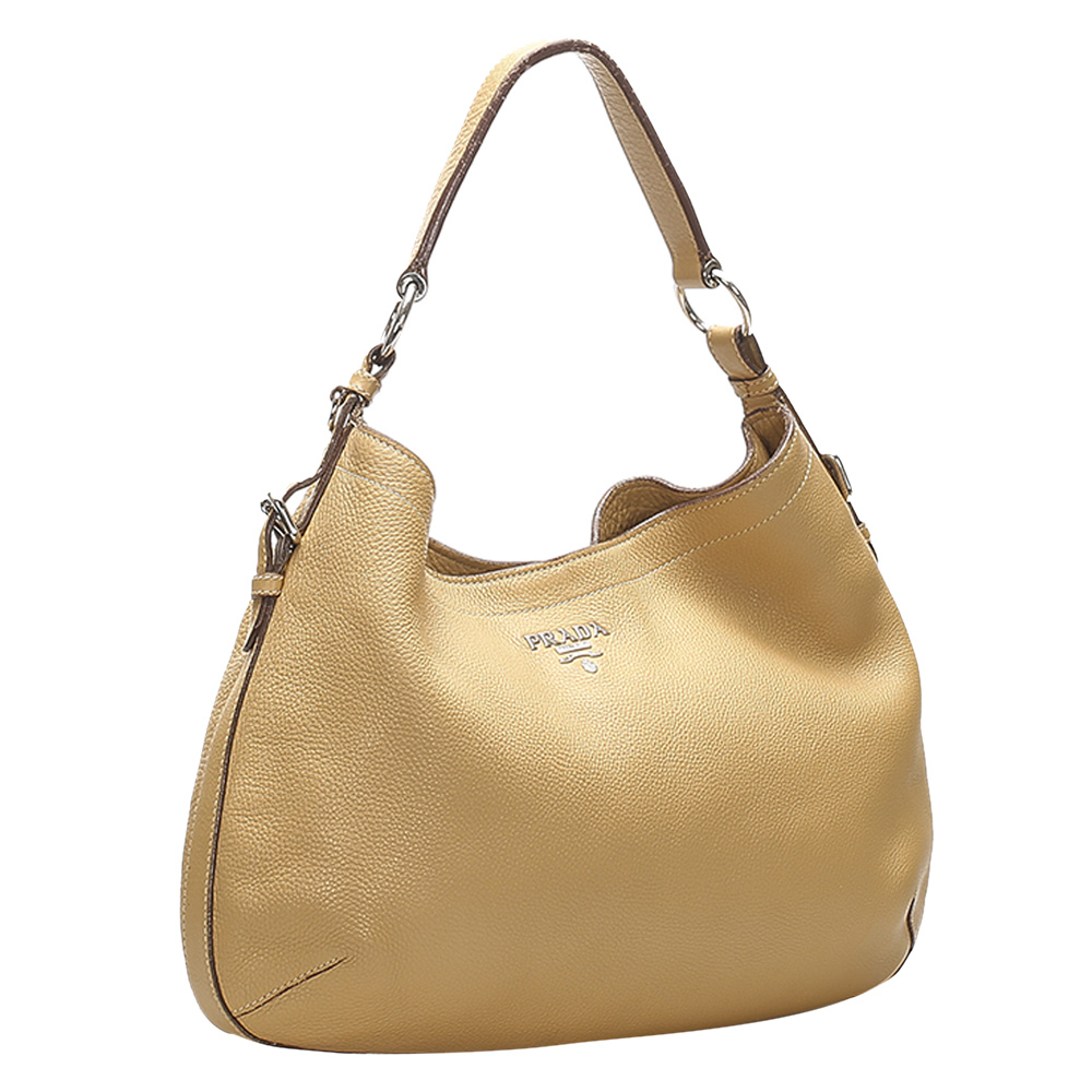 

Prada Beige Leather Vitello Daino Hobo Bag