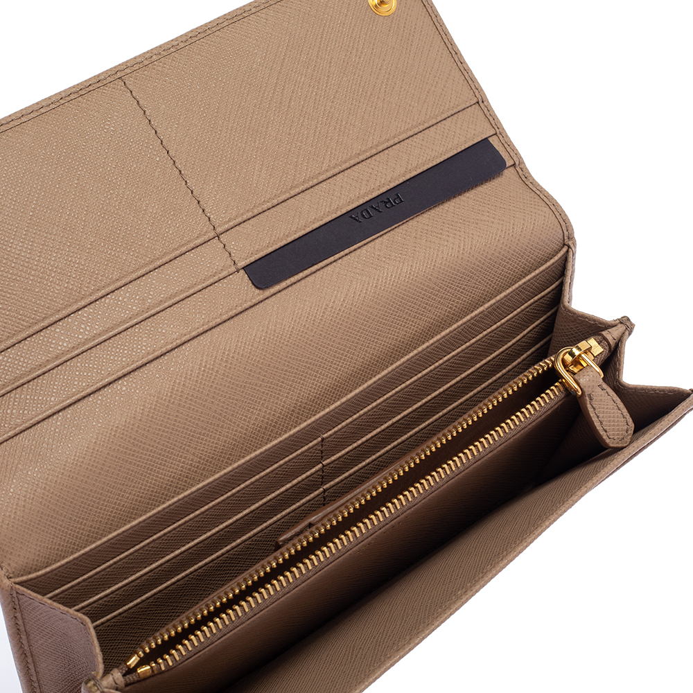 

Prada Beige Saffiano Leather Bow Continental Wallet