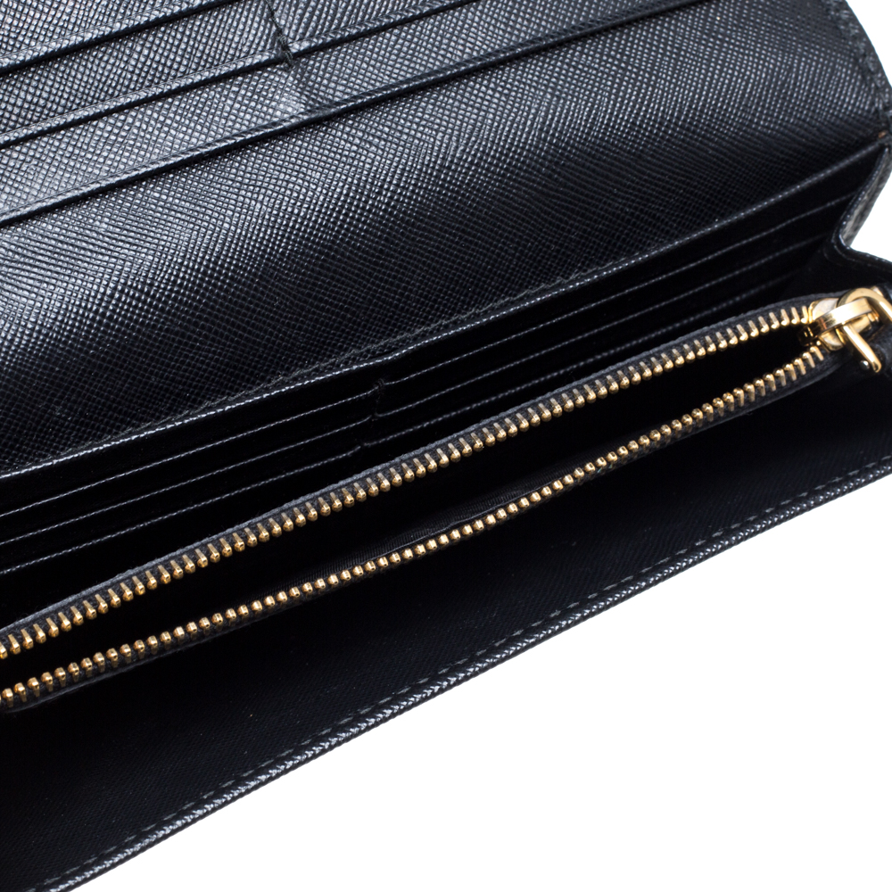 

Prada Black Saffiano Leather Bow Continental Wallet